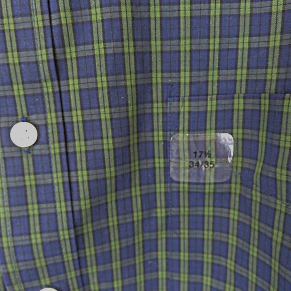 Macys Club Room Navy Blue and Green Plaid Mens Button Down Shirt.......225 - Picture 5 of 8